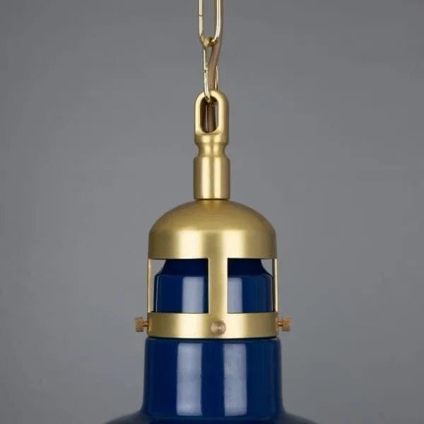 Matlock Large Vintage Factory Brass Pendant Light 50cm Industrial Pendant Lights Great Lighting UK Ltd