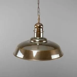 Matlock Large Vintage Factory Brass Pendant Light 50cm Industrial Pendant Lights Great Lighting UK Ltd