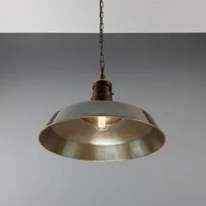 Matlock Large Vintage Factory Brass Pendant Light 50cm Industrial Pendant Lights Great Lighting UK Ltd