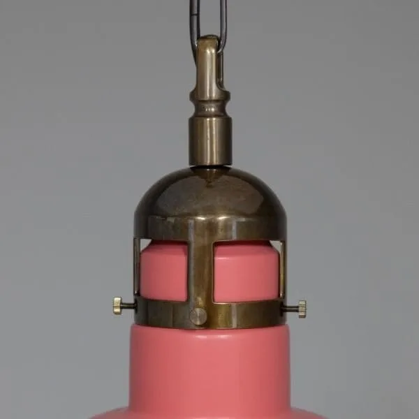 Matlock Large Vintage Factory Brass Pendant Light 50cm Industrial Pendant Lights Great Lighting UK Ltd