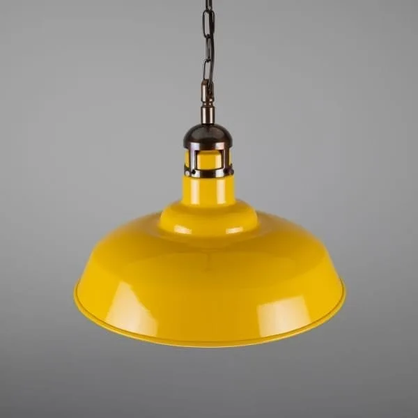 Matlock Large Vintage Factory Brass Pendant Light 50cm Industrial Pendant Lights Great Lighting UK Ltd