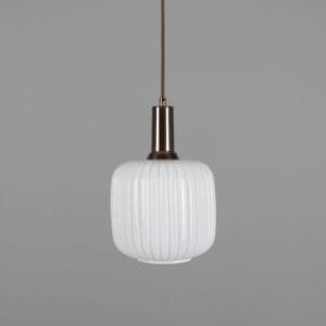 Nahla 20cm Reeded Brass Pendant | Clear or Opal Glass Small Pendant Lights Great Lighting UK Ltd