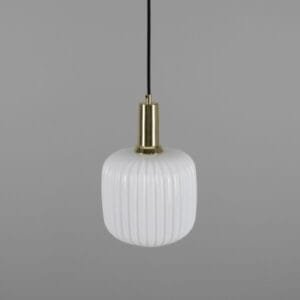 Nahla 20cm Reeded Brass Pendant | Clear or Opal Glass Small Pendant Lights Great Lighting UK Ltd