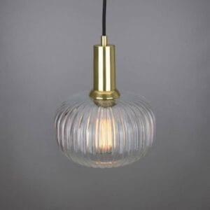 Nehir Reeded Glass and Brass Pendant 20cm Brass & Moroccan Pendants Great Lighting UK Ltd