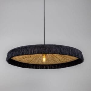 Syracuse Raffia Black Tassel Pendant Light 78cm Rattan & Rafia Lighting Collection Great Lighting UK Ltd