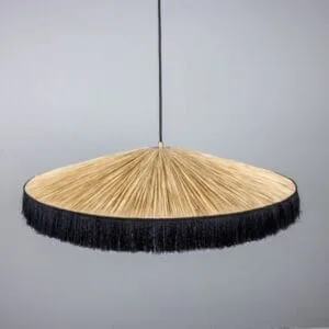 Syracuse Raffia Black Tassel Pendant Light 78cm Bedroom Pendant Lights Great Lighting UK Ltd