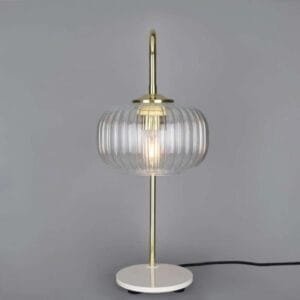 Aurora Reeded Glass and Brass Table Lamp Table Lamps Great Lighting UK Ltd