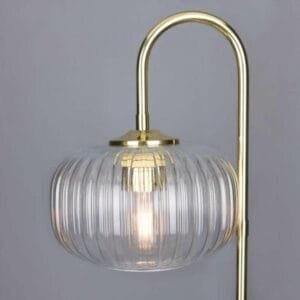 Aurora Reeded Glass and Brass Table Lamp Table Lamps Great Lighting UK Ltd