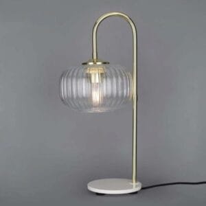 Aurora Reeded Glass and Brass Table Lamp Table Lamps Great Lighting UK Ltd