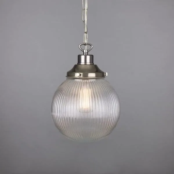 Fitzroy Holophane Globe Pendant Light 20 cm Hallway Pendant Lights Great Lighting UK Ltd