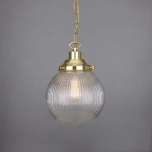 Fitzroy Holophane Globe Pendant Light 20 cm Hallway Pendant Lights Great Lighting UK Ltd