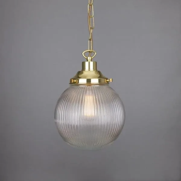 Fitzroy Holophane Globe Pendant Light 20 cm Hallway Pendant Lights Great Lighting UK Ltd