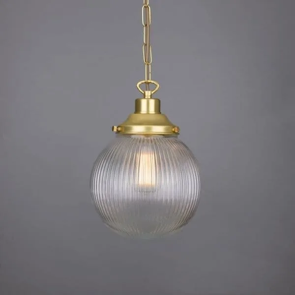 Fitzroy Holophane Globe Pendant Light 20 cm Hallway Pendant Lights Great Lighting UK Ltd