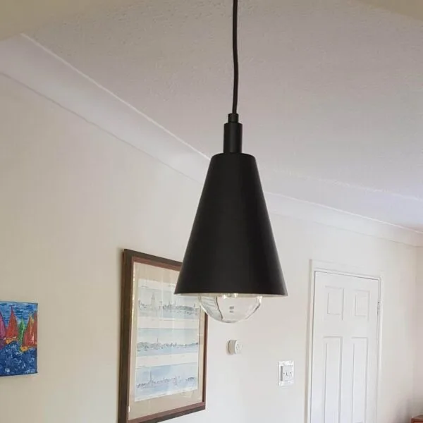 Modern IP65 Bathroom Light Brass Pendant in Matt Black ~ LAST ONE