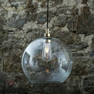 Leith 35cm Open Glass IP65 Bathroom Pendant Light Glass Bathroom Pendants Great Lighting UK Ltd