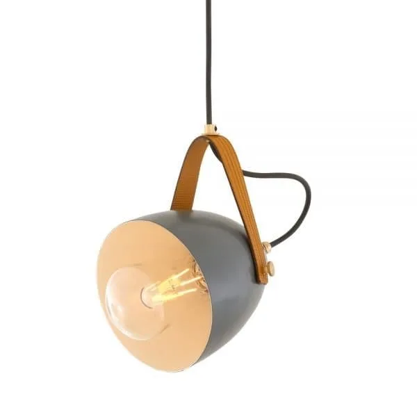 Lambeth IP65 Pendant with Rescued Fire-hose Strap Brass Bathroom Pendants Great Lighting UK Ltd