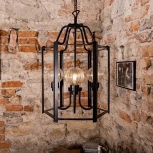 Portroe Outdoor Hanging Lantern for Porch IP65, Four Light Large Single - 3 Arm Pendants Great Lighting UK Ltd