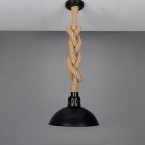 Jute Rope Pendant Light with Vintage Brass Shade 30cm IP65 Rope & Nautical Lights Great Lighting UK Ltd