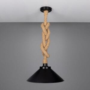 Naxos IP65 Jute Rope Pendant Light with 38cm Vintage Brass Shade Brass Pendants Great Lighting UK Ltd