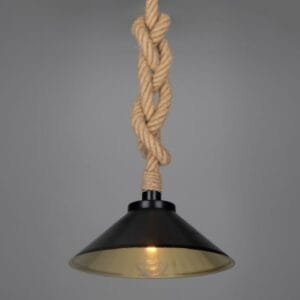 Naxos IP65 Jute Rope Pendant Light with 38cm Vintage Brass Shade Brass Pendants Great Lighting UK Ltd