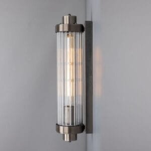 Louise Vintage Rippled Glass and Brass Bathroom Wall Light IP44 Glass Bathroom Wall Sconces Great Lighting UK Ltd