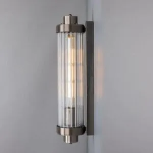 Louise Vintage Rippled Glass and Brass Bathroom Wall Light IP44 Bathroom Wall Lights Great Lighting UK Ltd