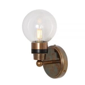 Shannon Small Glass Globe Bathroom Wall Light IP65 Brass Bathroom Wall Sconces Great Lighting UK Ltd