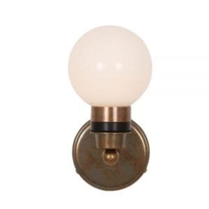 Shannon Small Glass Globe Bathroom Wall Light IP65 Brass Bathroom Wall Sconces Great Lighting UK Ltd