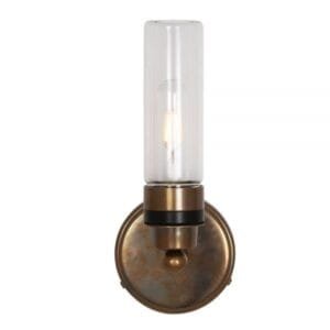 Firth Rippled Glass Cylinder Bathroom Wall Light IP65 Brass Bathroom Wall Sconces Great Lighting UK Ltd