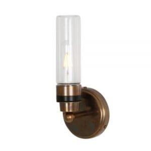 Firth Rippled Glass Cylinder Bathroom Wall Light IP65 Brass Bathroom Wall Sconces Great Lighting UK Ltd