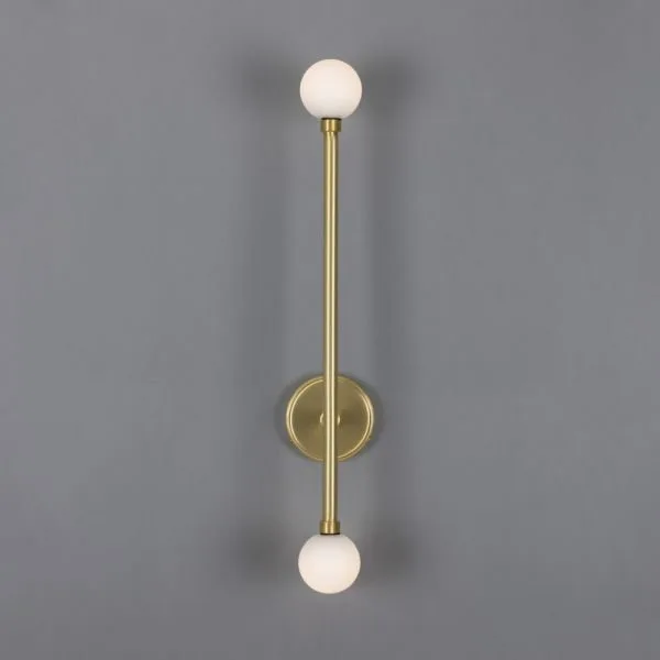 Gunning Double Globe Slim Bathroom Wall Light 71cm IP44 Glass Bathroom Wall Sconces Great Lighting UK Ltd