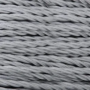 Grey Fabric Braided Cable, 3 Core Twisted Cables Great Lighting UK Ltd