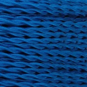 Electric Blue Fabric Braided Cable, 3 Core Twisted Cables Great Lighting UK Ltd