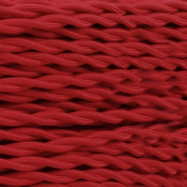 Red Fabric Braided Cable, 2 Core Twisted Cables Great Lighting UK Ltd