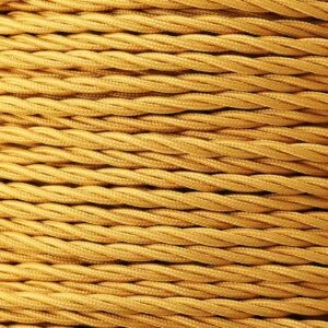 Gold Fabric Braided Cable, 3 Core Twisted Cables Great Lighting UK Ltd