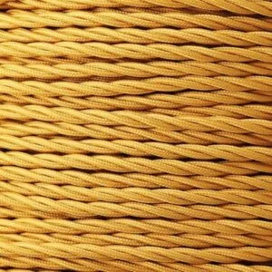 Gold Fabric Braided Cable, 2 Core Twisted Cables Great Lighting UK Ltd