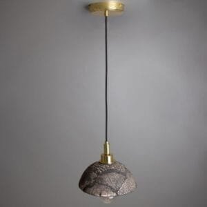 Kingii 20cm Ceramic Dome Pendant in Black Clay IP44 Ceramic Bathroom Pendant Lights Great Lighting UK Ltd