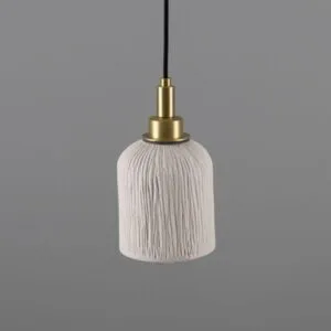 Slender Osier Organic Ceramic Bathroom Pendant Light Matte White Striped Ceramic Bathroom Pendant Lights Great Lighting UK Ltd