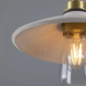 Pyrus IP44 Organic Ceramic 28cm Bathroom Pendant Light Matte White Striped Ceramic Bathroom Pendant Lights Great Lighting UK Ltd