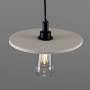 Bog Oak Organic 28cm Ceramic Disc IP44 Pendant Light | Matte White Striped Ceramic Bathroom Pendant Lights Great Lighting UK Ltd