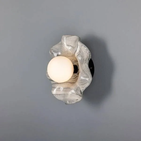 Rivale IP44 Bathroom Wall Light with Wavy Marbled Shade Ceramic Bathroom Sconces Great Lighting UK Ltd