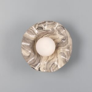 Rivale Wavy Wall or Ceiling Light with Marbled Ceramic Shade Ceramic Kitchen Wall Lights Great Lighting UK Ltd