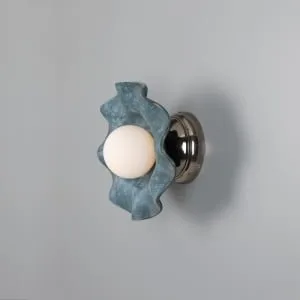 Rivale Wall Light with Wavy Ceramic Shade, Blue Earth Ceramic Wall Lights Great Lighting UK Ltd
