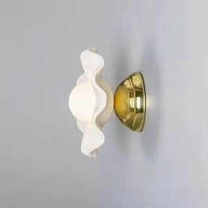 Rivale Wall & Ceiling Light with Wavy Matte White Striped Ceramic Shade Ceramic Kitchen Wall Lights Great Lighting UK Ltd