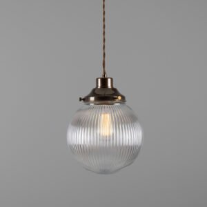 Stanley Holophane Globe Pendant Light 20 cm Glass & Globe Lights Great Lighting UK Ltd