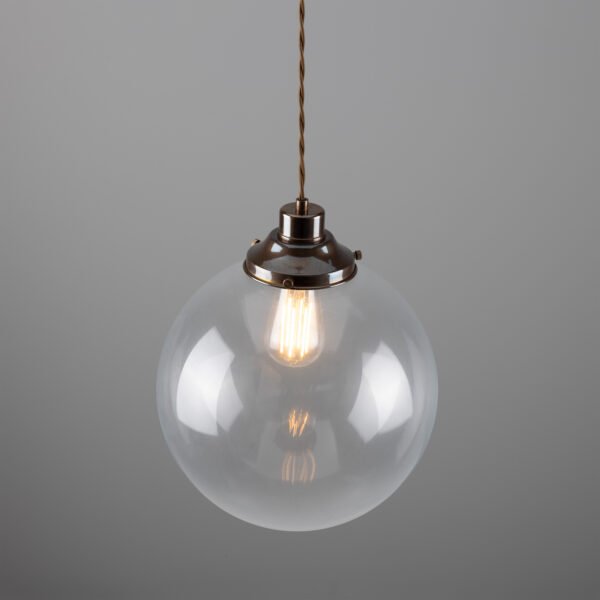 Virginia Clear Globe Pendant Light 30 cm Glass & Globe Lights Great Lighting UK Ltd