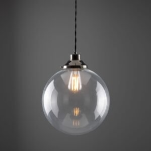 Virginia Clear Globe Pendant Light 30 cm Bedroom Pendant Lights Great Lighting UK Ltd
