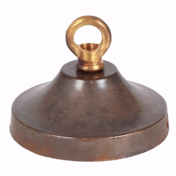 Brass ceiling rose light fitting, concave with closed hook