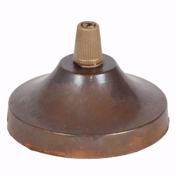 Brass ceiling rose light fitting, concave with cord grip