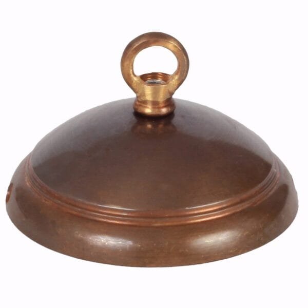 Brass ceiling rose light fitting, dome with closed hook